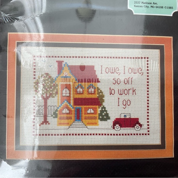 I Owe Off To Work I Go cross stitch kit new complete craft home relax unwind - Picture 2 of 5